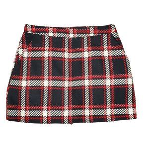 NWT Forever 21 Wool Blend Plaid Mini Skirt Black Red White Size S
